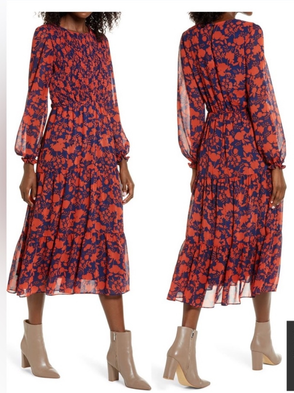 Julia Jordan smocked Chiffo Dress Sz 6